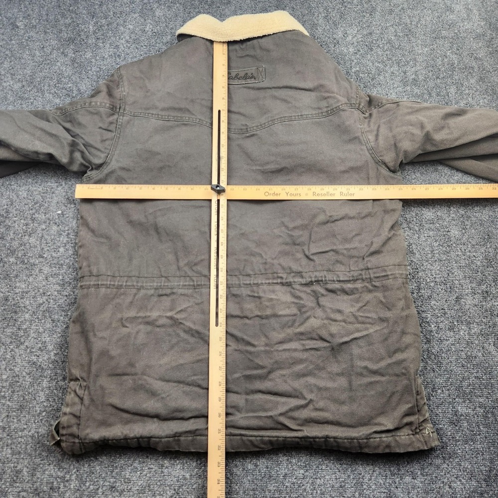 Cabelas Field Jacket Mens LT Green Canvas Sherpa Hunting Workwear Chore Coat - Picture 7 of 9